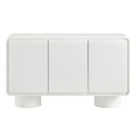 Lumo 3-Door Curved Wood Accent Cabinet in White