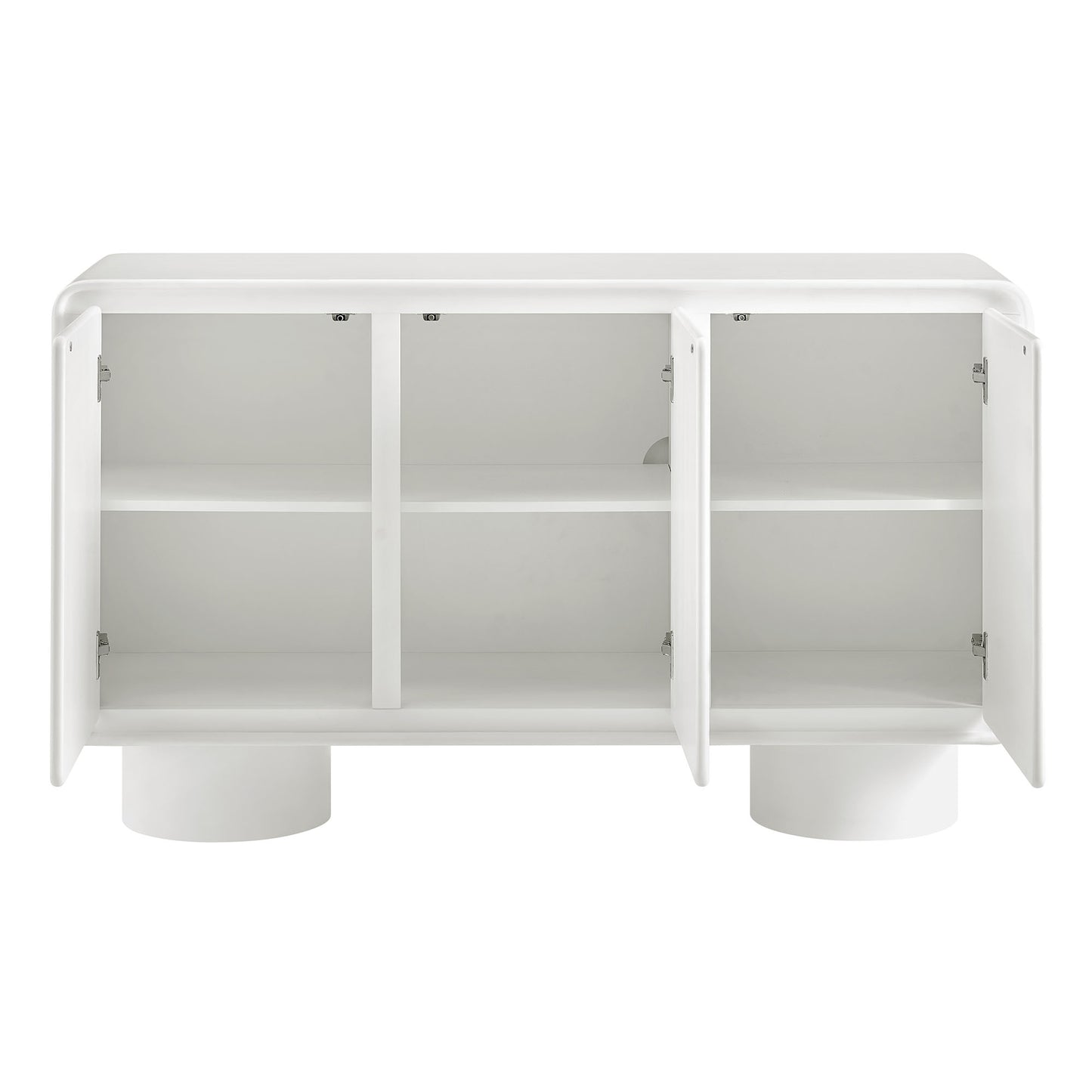 Cassia 3-Door Curved Wood Accent Cabinet in White