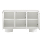 Cassia 3-Door Curved Wood Accent Cabinet in White