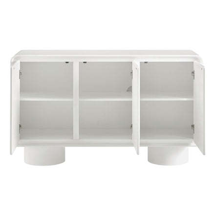 Lumo 3-Door Curved Wood Accent Cabinet in White