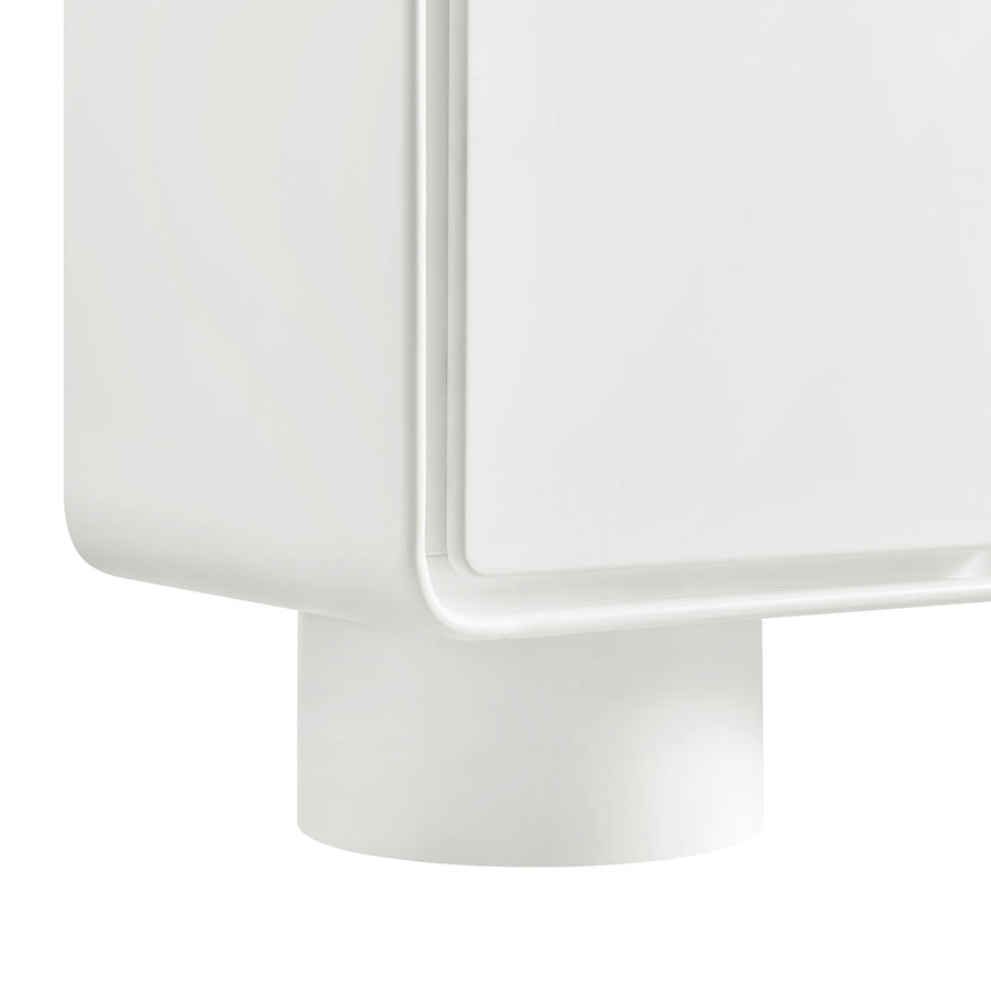Cassia 3-Door Curved Wood Accent Cabinet in White