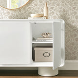 Cassia 3-Door Curved Wood Accent Cabinet in White