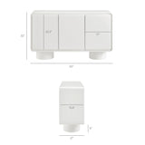 Cassia 3-Door Curved Wood Accent Cabinet in White