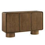 Cassia 3-Door Curved Wood Accent Cabinet in Walnut