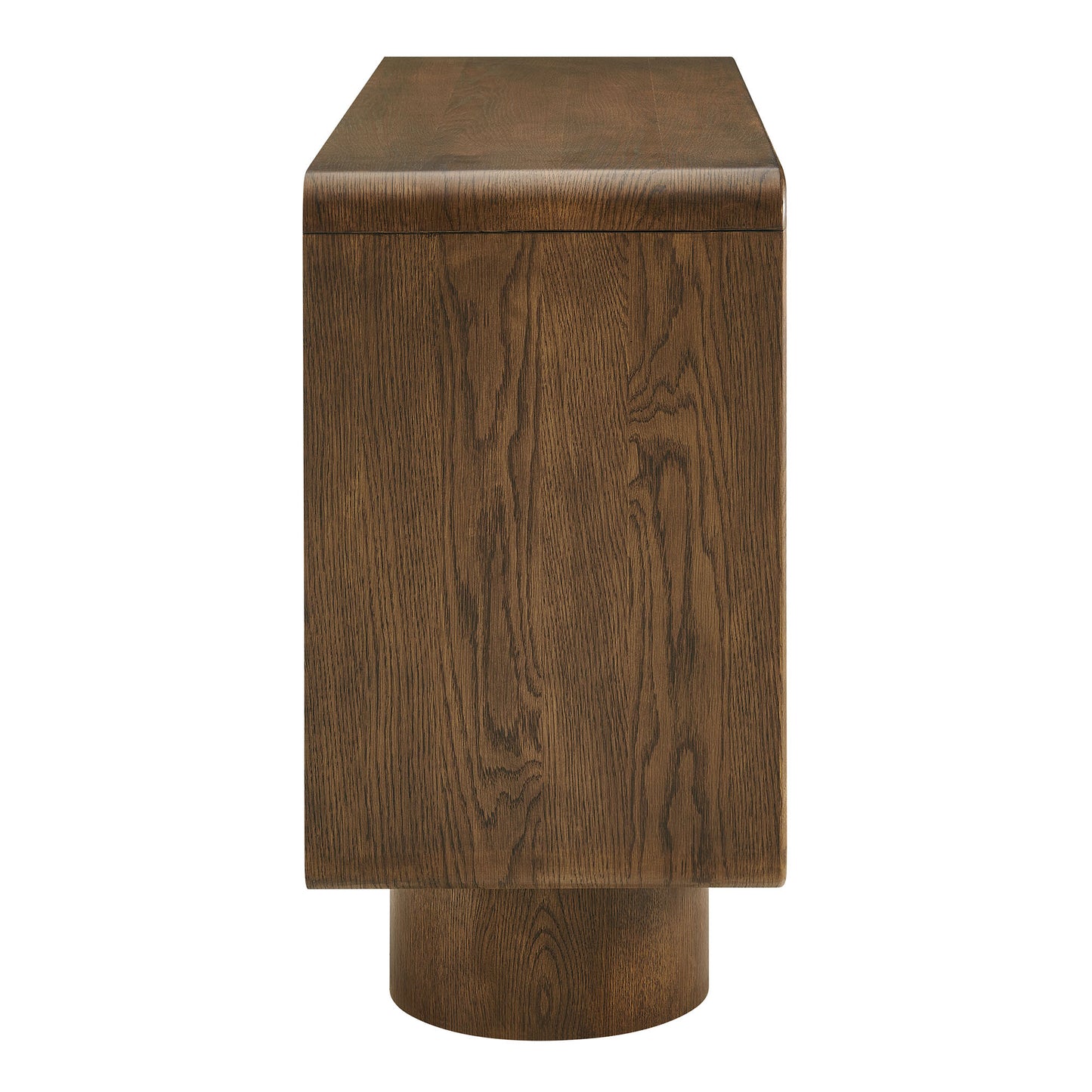 Cassia 3-Door Curved Wood Accent Cabinet in Walnut
