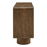 Cassia 3-Door Curved Wood Accent Cabinet in Walnut
