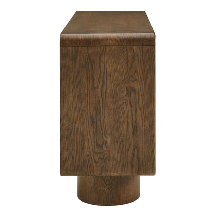 Lumo 3-Door Curved Wood Accent Cabinet in Walnut