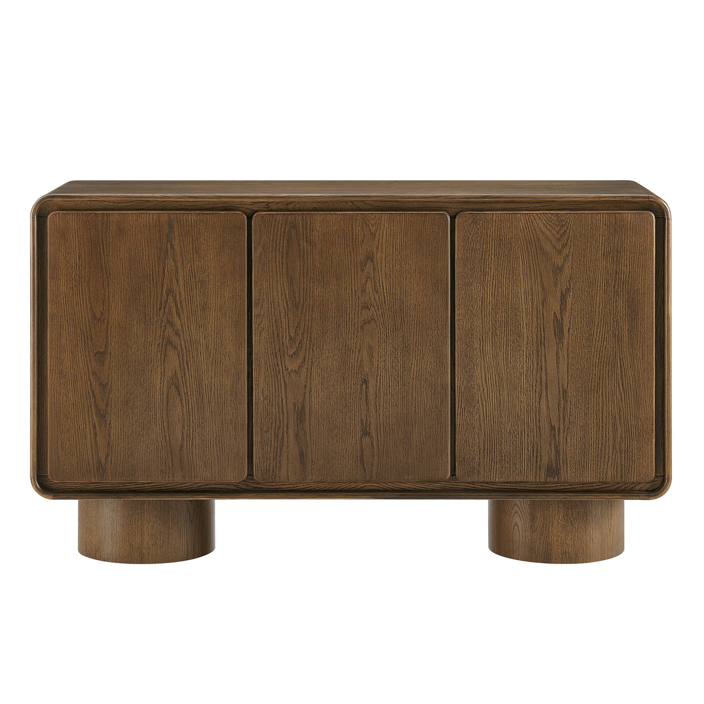 Cassia 3-Door Curved Wood Accent Cabinet in Walnut