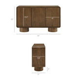 Cassia 3-Door Curved Wood Accent Cabinet in Walnut