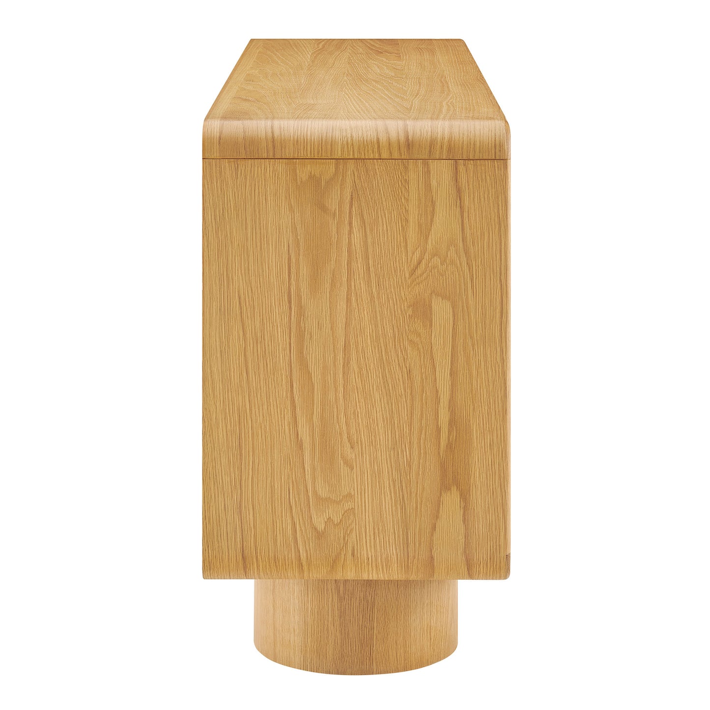 Cassia 4-Door Curved Wood Accent Cabinet in Oak