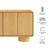 Cassia 4-Door Curved Wood Accent Cabinet in Oak