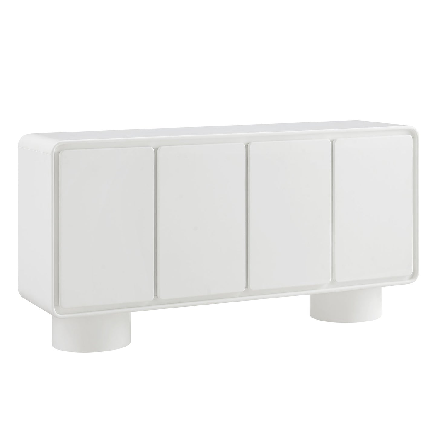 Cassia 4-Door Curved Wood Accent Cabinet in White