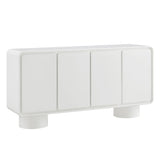 Cassia 4-Door Curved Wood Accent Cabinet in White