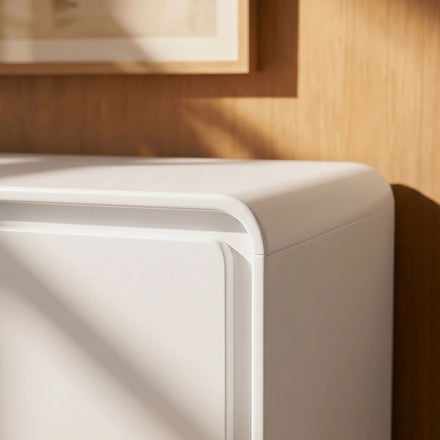 Lumo 4-Door Curved Wood Accent Cabinet in White