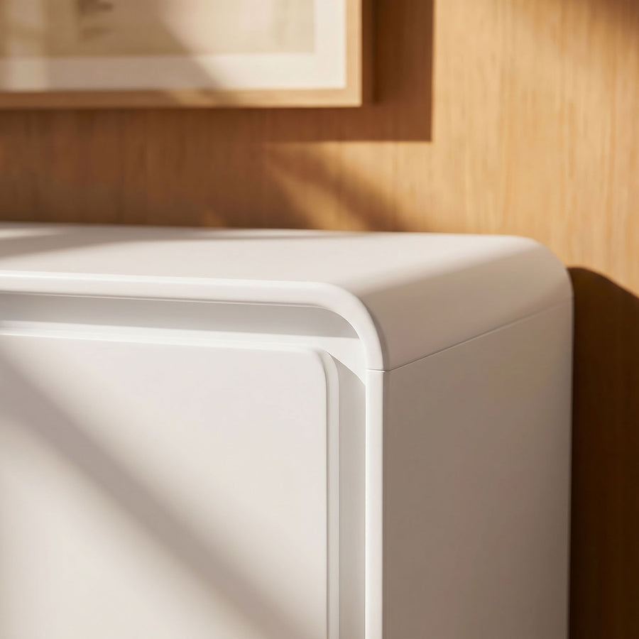 Cassia 4-Door Curved Wood Accent Cabinet in White