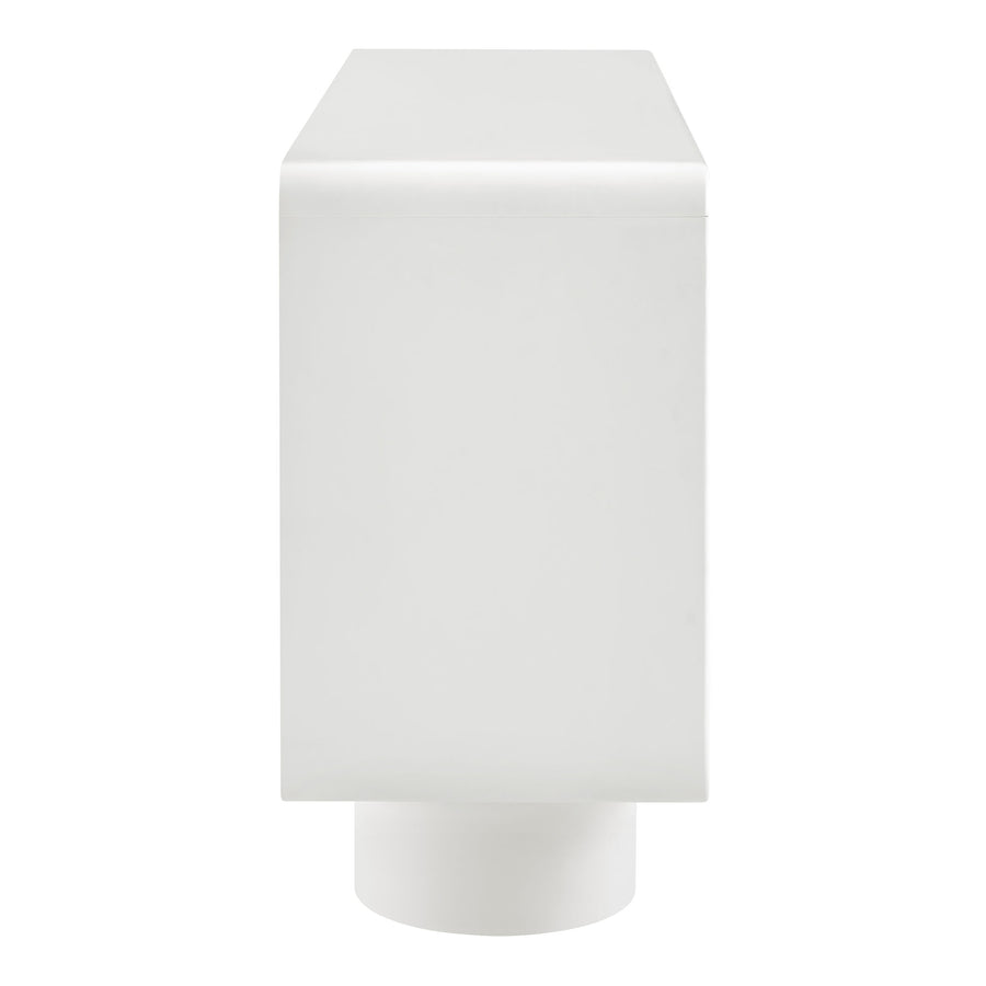 Cassia 4-Door Curved Wood Accent Cabinet in White