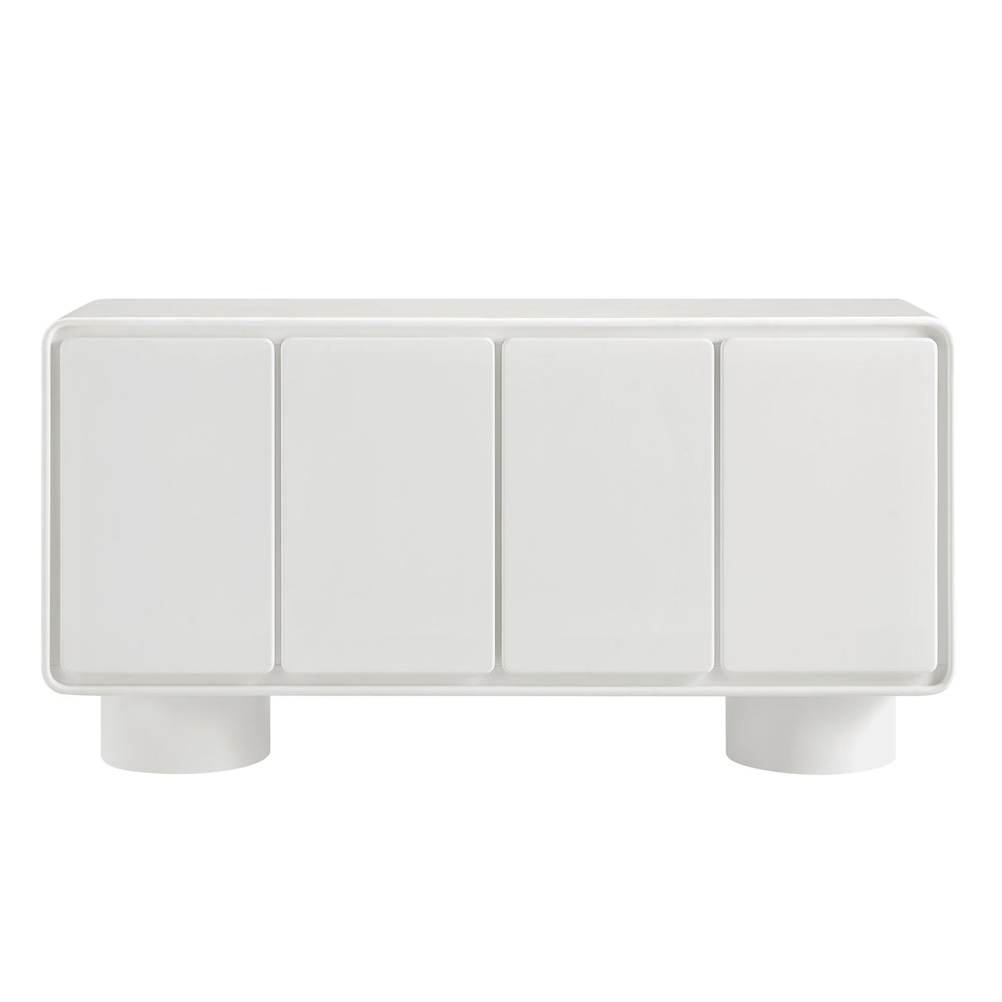 Cassia 4-Door Curved Wood Accent Cabinet in White