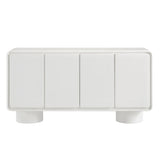 Cassia 4-Door Curved Wood Accent Cabinet in White