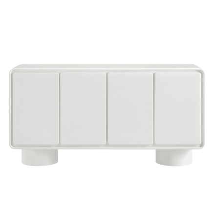 Lumo 4-Door Curved Wood Accent Cabinet in White