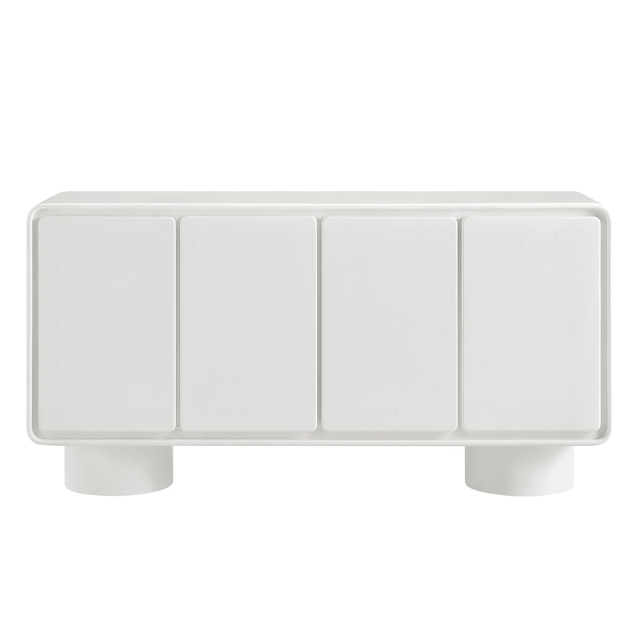 Cassia 4-Door Curved Wood Accent Cabinet in White
