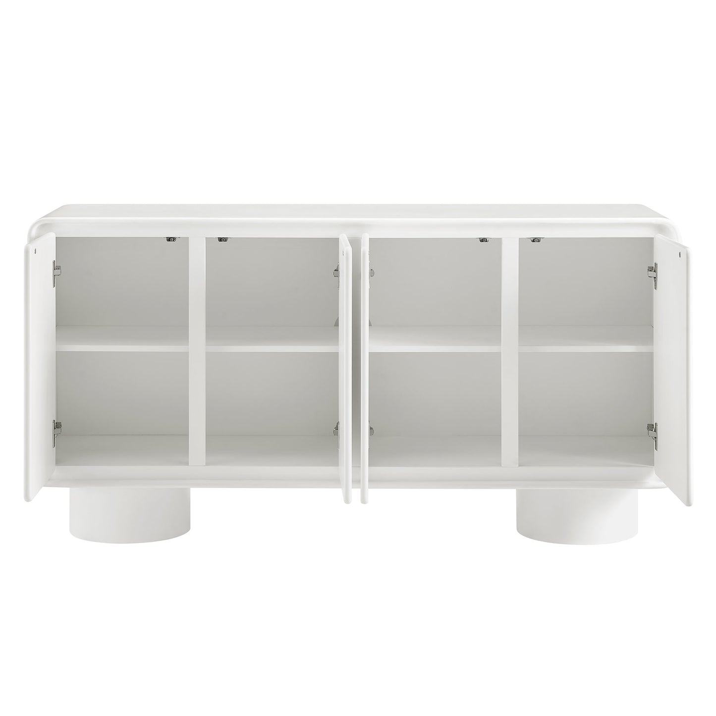Cassia 4-Door Curved Wood Accent Cabinet in White