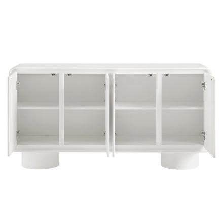 Lumo 4-Door Curved Wood Accent Cabinet in White