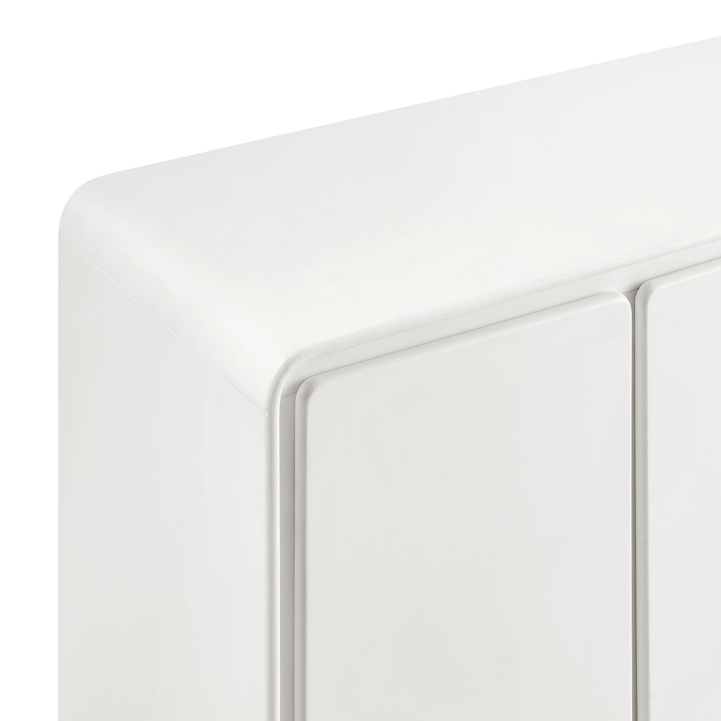 Cassia 4-Door Curved Wood Accent Cabinet in White
