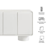 Cassia 4-Door Curved Wood Accent Cabinet in White