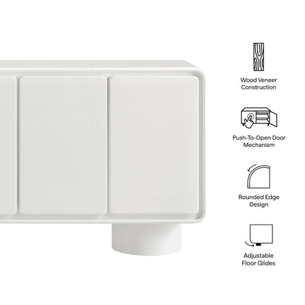 Lumo 4-Door Curved Wood Accent Cabinet in White
