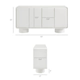 Cassia 4-Door Curved Wood Accent Cabinet in White