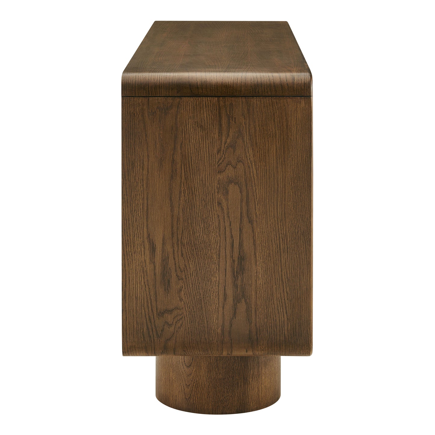 Cassia 4-Door Curved Wood Accent Cabinet in Walnut