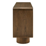 Cassia 4-Door Curved Wood Accent Cabinet in Walnut