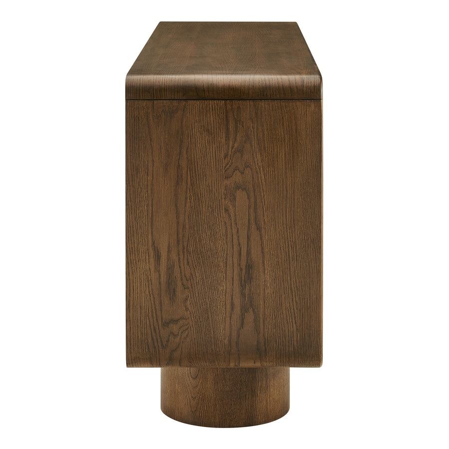 Cassia 4-Door Curved Wood Accent Cabinet in Walnut