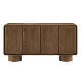 Cassia 4-Door Curved Wood Accent Cabinet in Walnut