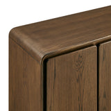 Cassia 4-Door Curved Wood Accent Cabinet in Walnut