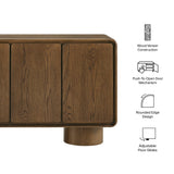 Cassia 4-Door Curved Wood Accent Cabinet in Walnut