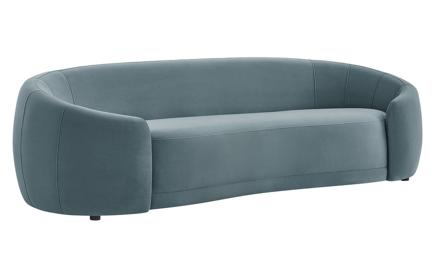 Otis Curved Performance Velvet Sofa in Cadet Blue