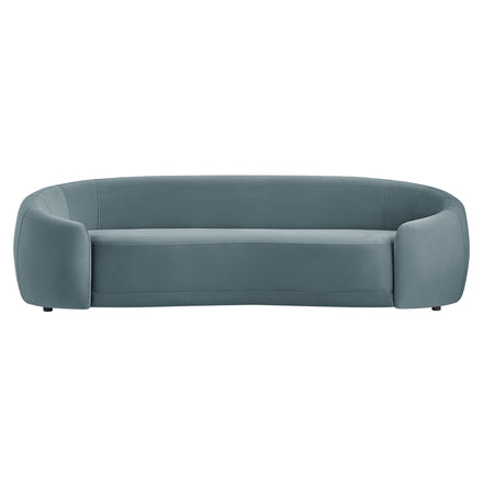 Contessa Curved Performance Velvet Sofa in Cadet Blue