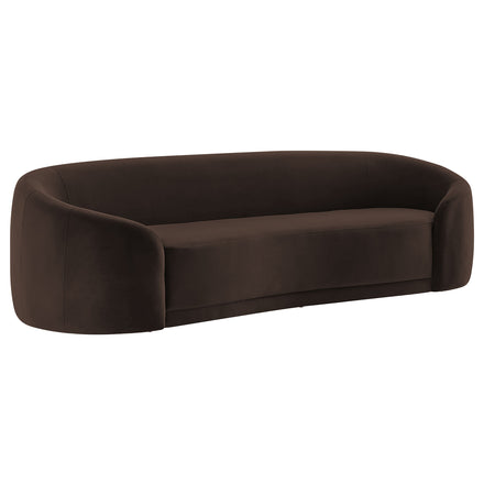 Contessa Curved Performance Velvet Sofa in Chocolate Brown