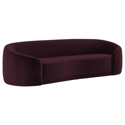 Contessa Curved Performance Velvet Sofa in Mulberry