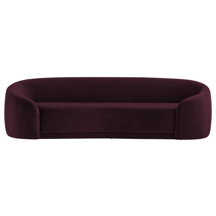 Contessa Curved Performance Velvet Sofa in Mulberry