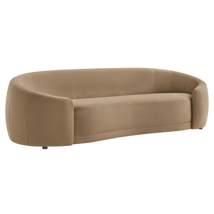 Contessa Curved Performance Velvet Sofa in Taupe
