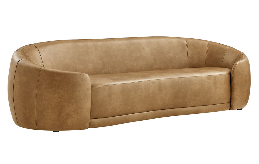Otis Curved Vegan Leather Sofa in Toast