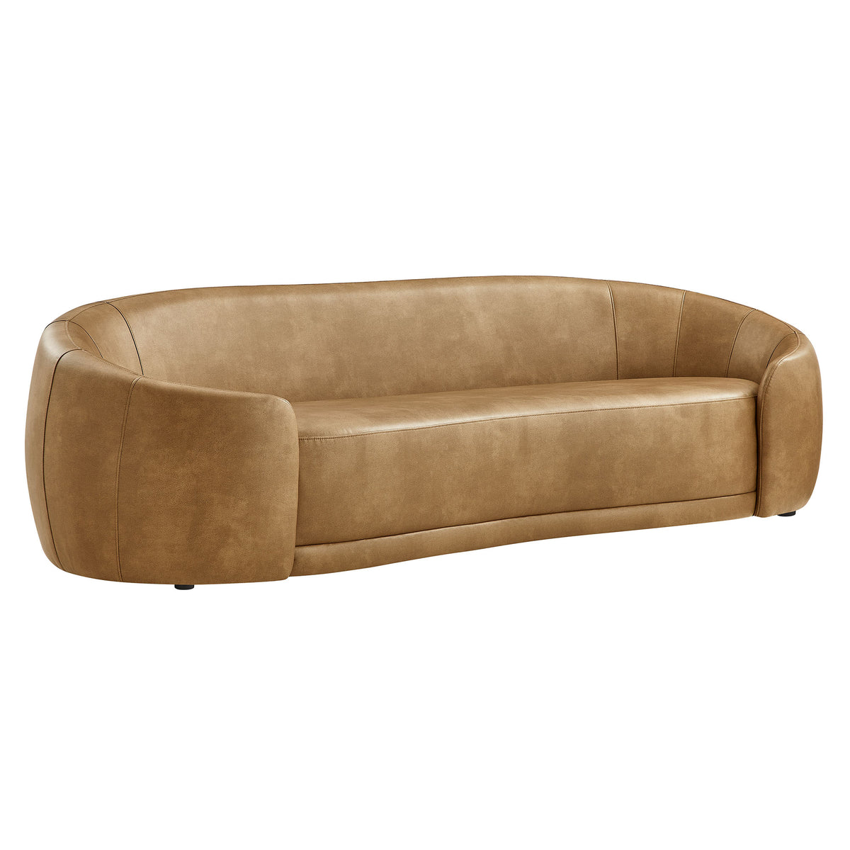 Otis Curved Vegan Leather Sofa in Toast