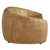 Otis Curved Vegan Leather Sofa in Toast