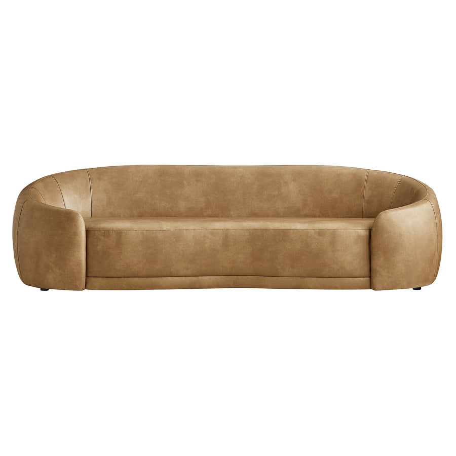 Otis Curved Vegan Leather Sofa in Toast