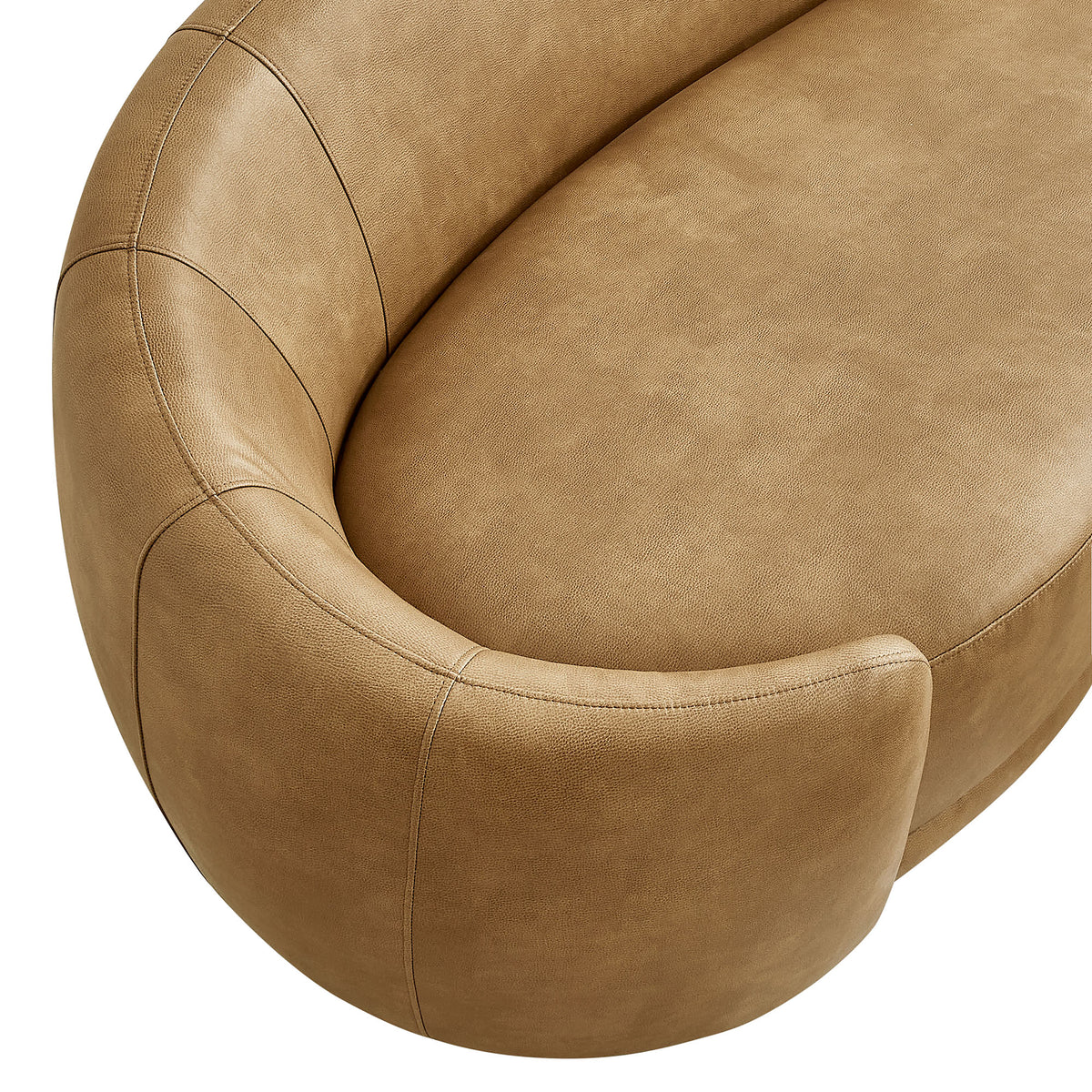 Otis Curved Vegan Leather Sofa in Toast