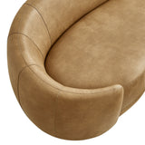 Otis Curved Vegan Leather Sofa in Toast