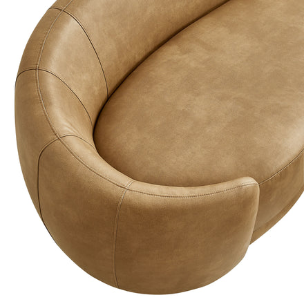 Contessa Curved Vegan Leather Sofa in Toast