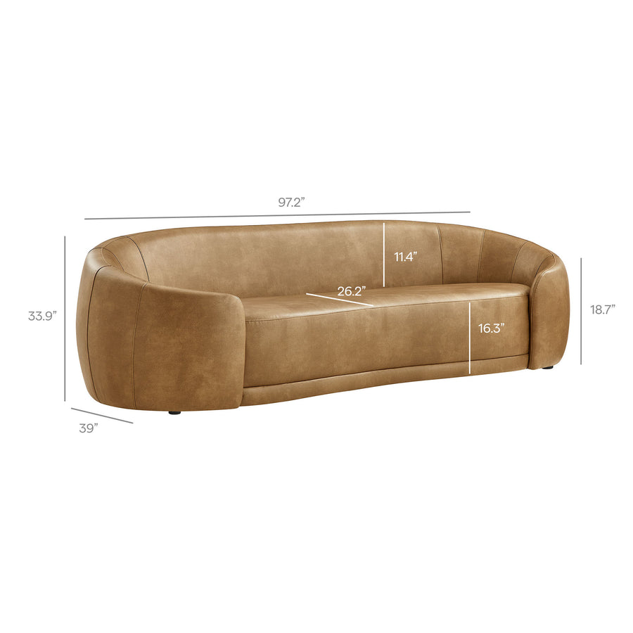 Otis Curved Vegan Leather Sofa in Toast